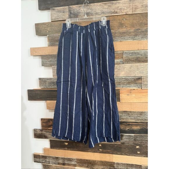 Pyne & Smith linen cropped wide legs pants size XS